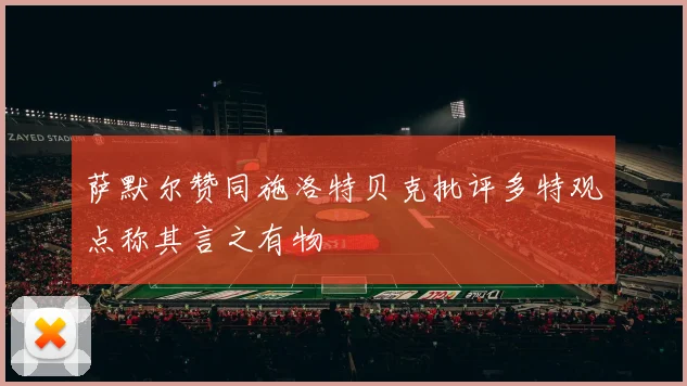 萨默尔赞同施洛特贝克批评多特观点称其言之有物
